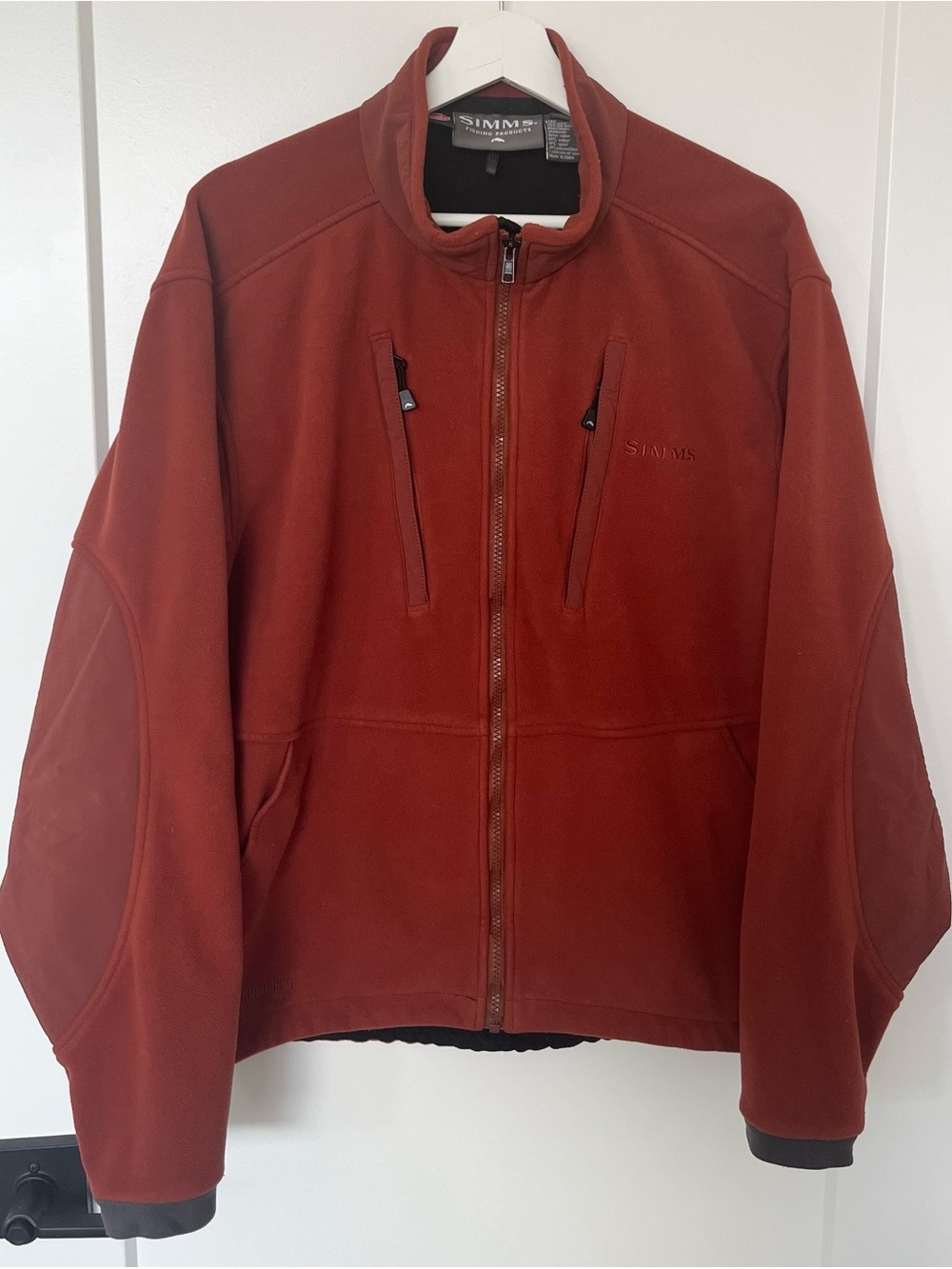 Simms Fishing Fleece Jacket Large Copper Orange Sweater Full Zip Outdoor Men’s